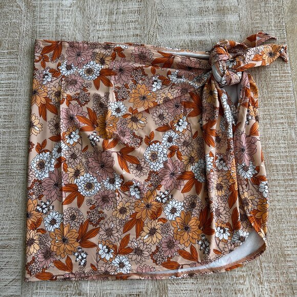 J Crew Zinnea Floral Warp Sarong Skirt Cover-up Beach Swim SM/MED - Picture 4 of 11